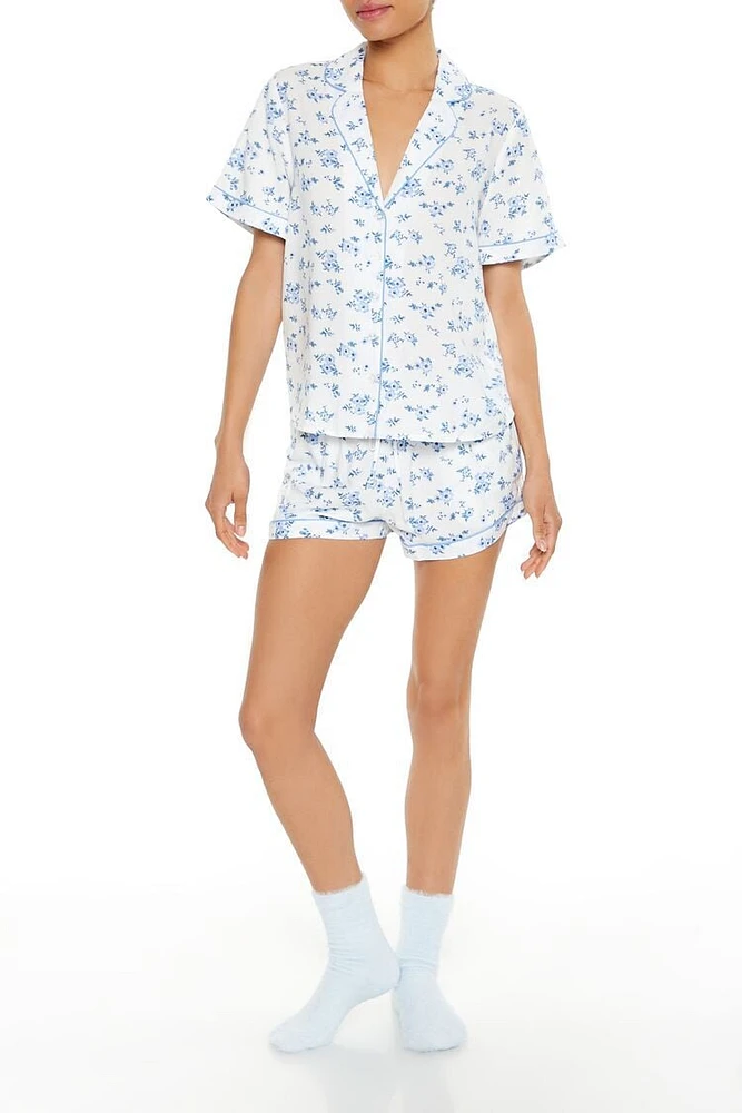 Floral Shirt & Shorts Pajama Set