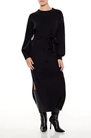 Tie-Front Midi Sweater Dress