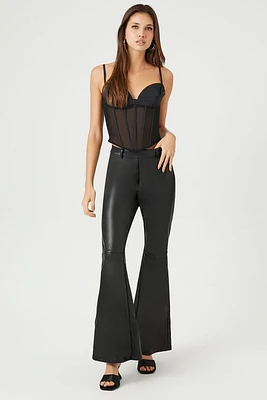 Faux Leather Flare-Leg Pants