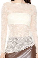 Asymmetrical Sheer Lace Top