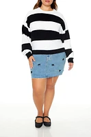 Plus Striped Drop-Sleeve Sweater