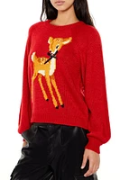 Deer Bow Raglan-Sleeve Sweater