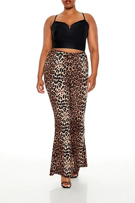 Plus Leopard Print Flare Pants