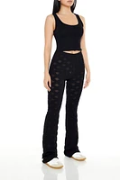 Sheer Lattice Flare Pants