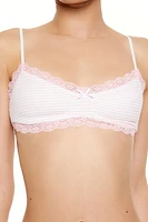Lace-Trim Striped Bralette