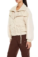 Faux Suede Cargo Moto Jacket