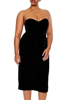 Plus Velvet Sweetheart Midi Tube Dress