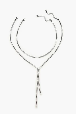 Rhinestone Y-Chain Necklace Set