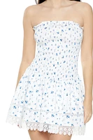 Lace-Trim Floral Mini Dress