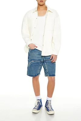 Mid-Rise Baggy Denim Shorts