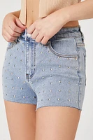 Raw-Cut Studded Denim Shorts