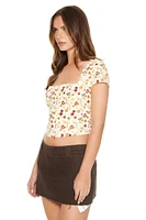 Floral Print Cutout Crop Top