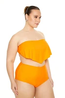 Plus Flounce Bandeau Bikini Top