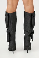 Denim Cargo Stiletto Boots