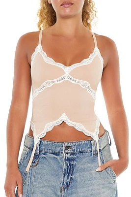 Seamless Lace-Trim Suspender Cami