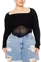 Plus Sweater-Knit Crop Top