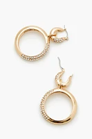 Rhinestone Hoop Drop Earrings