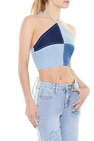 Patchwork Chambray Halter Top