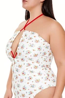 Plus Floral Monokini One-Piece Swimsuit