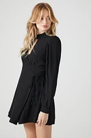 Surplice Mock Neck Wrap Dress