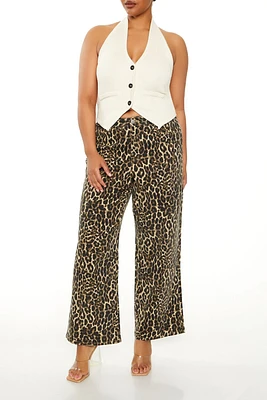 Plus Leopard Mid-Rise Pants