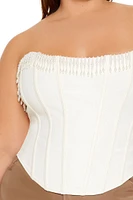 Plus Faux Pearl Fringe Tube Top