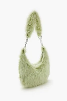 Faux Fur Crescent Shoulder Bag