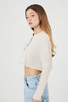 Waffle Knit Henley Crop Top