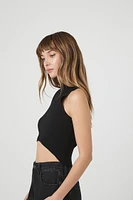 Sweater-Knit Mock Neck Crop Top