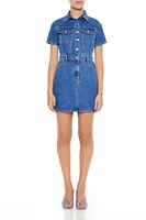 Denim Button-Front Mini Dress