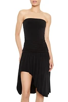 Asymmetrical Strapless Midi Dress