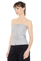 Belted Zip-Up Tube Top