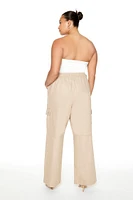 Plus Twill Wide-Leg Cargo Pants