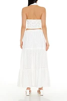 Eyelet Tiered Maxi Skirt