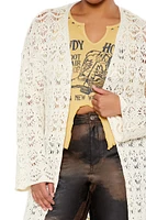 Plus Longline Crochet Kimono