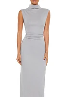 Sleeveless Mock Neck Maxi Dress