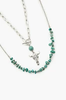 Faux Stone Toggle Necklace Set