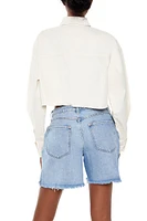 Frayed Cropped Twill Shirt