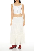 Lace-Up Eyelet Bustier Crop Top