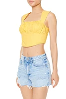 Poplin Curved-Hem Crop Top