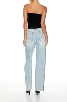 Metallic High-Rise Straight Jeans