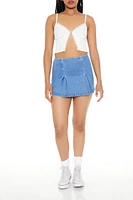 Pleated Denim Mini Skirt