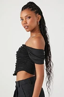 Ruched Off-the-Shoulder Crop Top