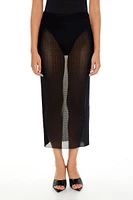 Sheer Mesh Rhinestone Maxi Skirt