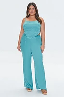 Plus Satin Wide-Leg Pants