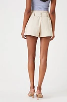 Belted Twill Mid-Rise Shorts