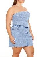 Plus Rhinestone Denim Tube Top