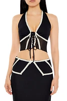 Two-Tone Halter Top & Skirt Set