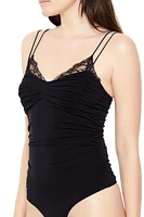 Lace-Trim Ruched Bodysuit