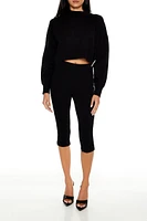 Faux Pearl-Trim Cropped Sweater